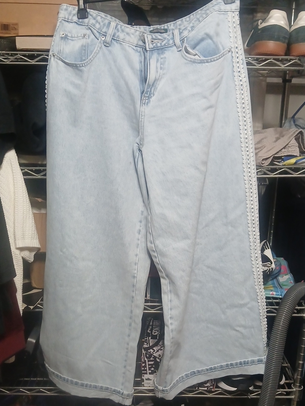 wild fable Pale Blue Wide Leg Jeans with Side Lace